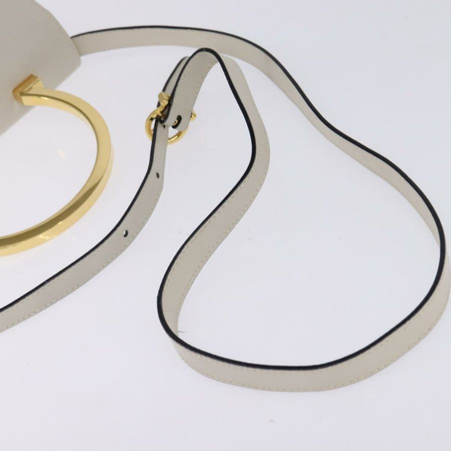 【日本直送】Salvatore Ferragamo 手提包 皮革 兩用 白色 金色 正品 BA5896-8