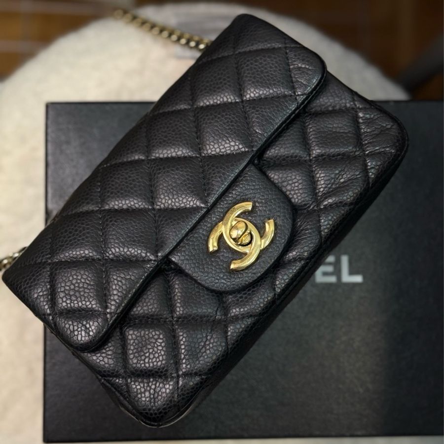 (稀有釋出)Chanel coco17 extra mini 黑金荔枝皮-2