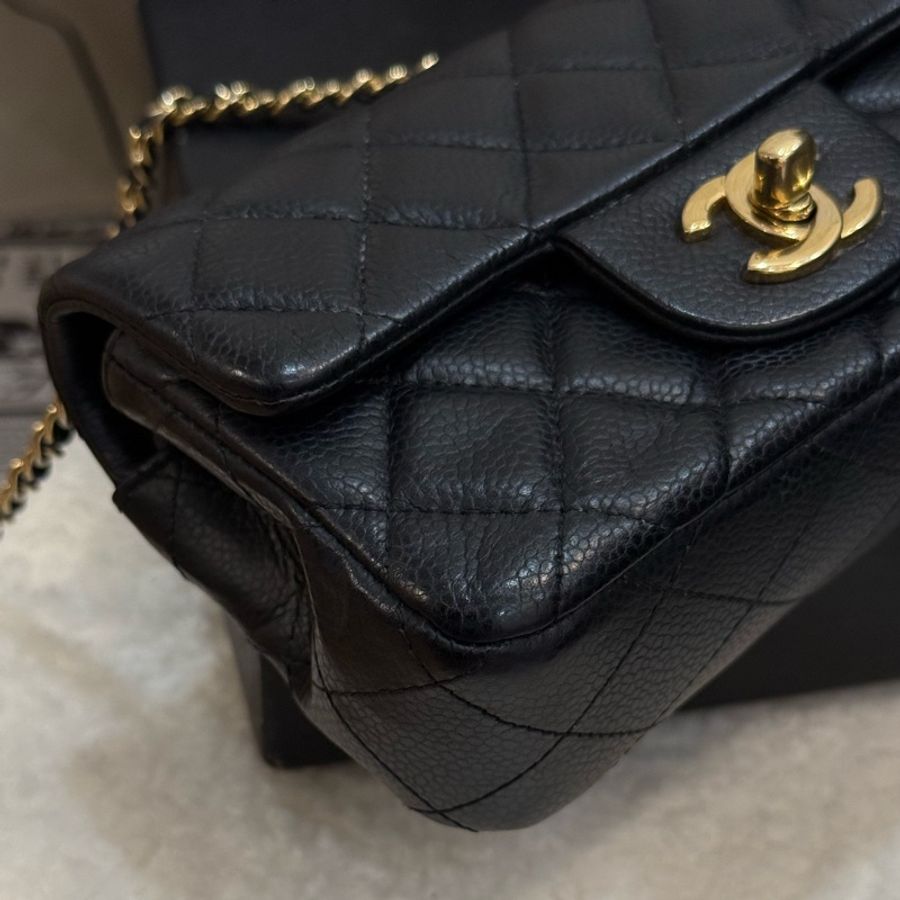 (稀有釋出)Chanel coco17 extra mini 黑金荔枝皮-3