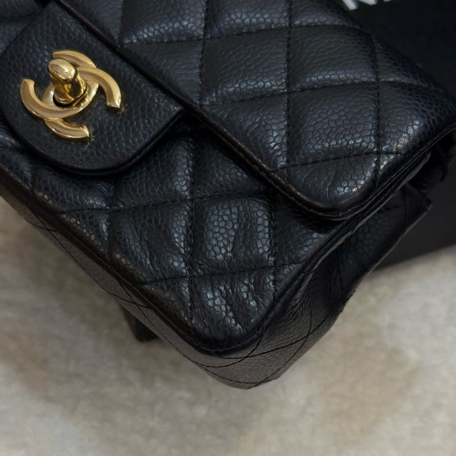 (稀有釋出)Chanel coco17 extra mini 黑金荔枝皮-4