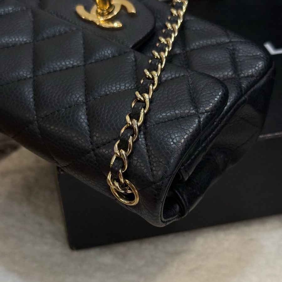 (稀有釋出)Chanel coco17 extra mini 黑金荔枝皮-8