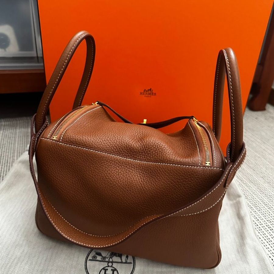 愛馬仕 Hermes Lindy 26 Taurillon Clemence皮 Gold 金棕金扣-11