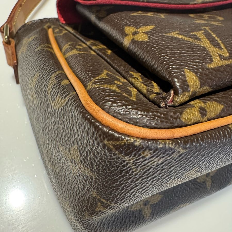《初。Vintage》 LV 經典老花豆腐包/小方包 (原況皮革)-4
