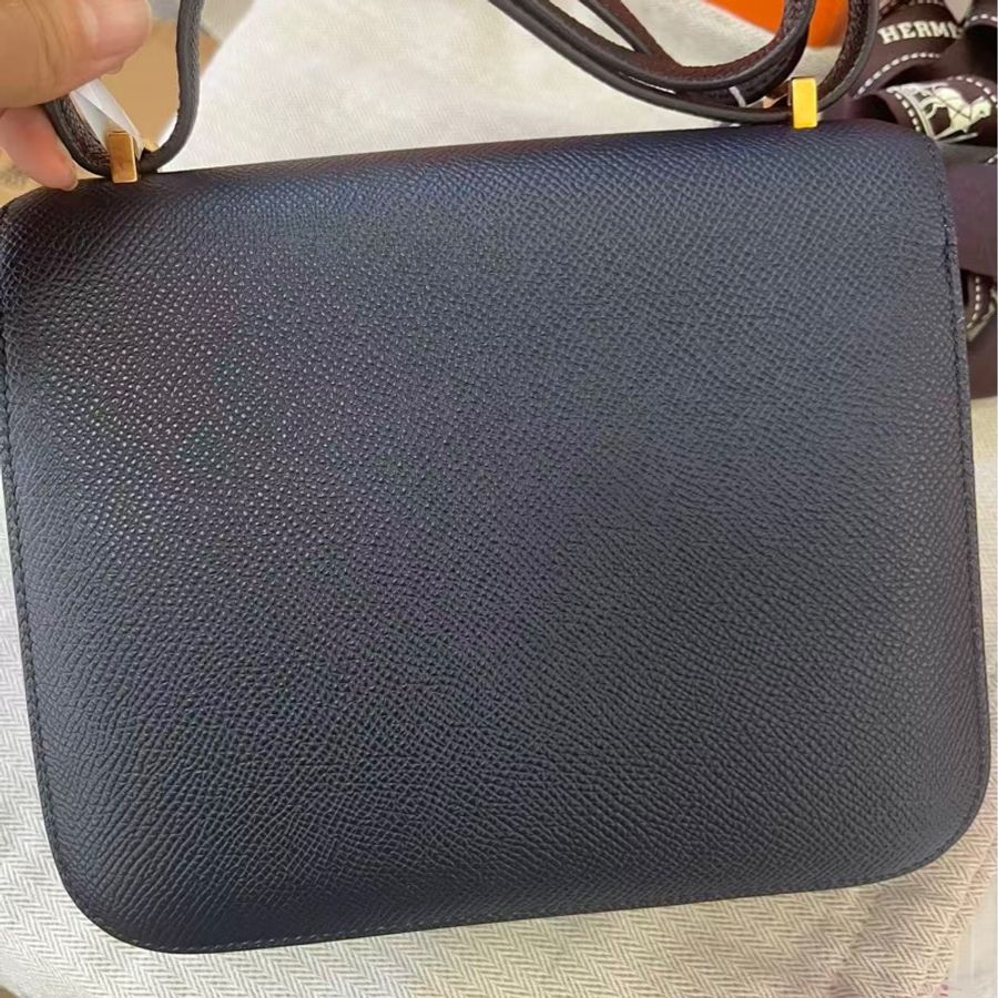 Hermes🌈Mini Constance 19🌟靛藍色金扣🧡98.5新🌟Epsom皮🌟-9