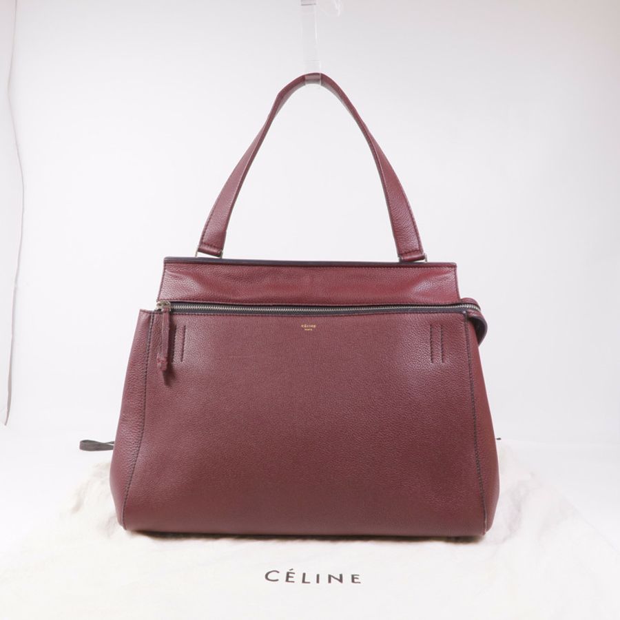 CELINE 牛皮皮革Edge Medium銀扣手挽袋-19