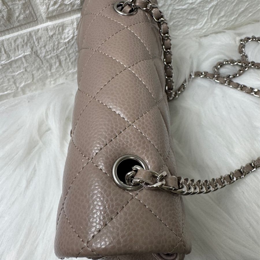 CHANEL 香奈兒 灰色 菱格紋 牛皮 Mini Coco17絕版款-10