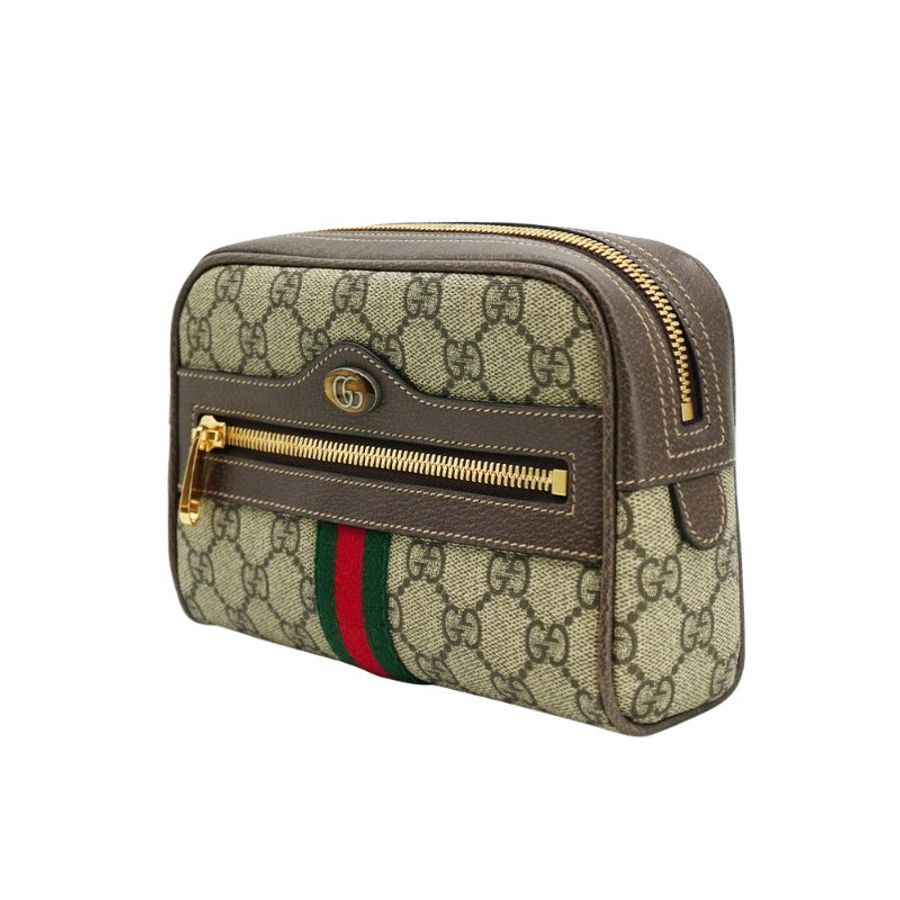 Gucci Ophidia GG Supreme帆布皮革飾邊腰包-95cm(517076-烏木)-1