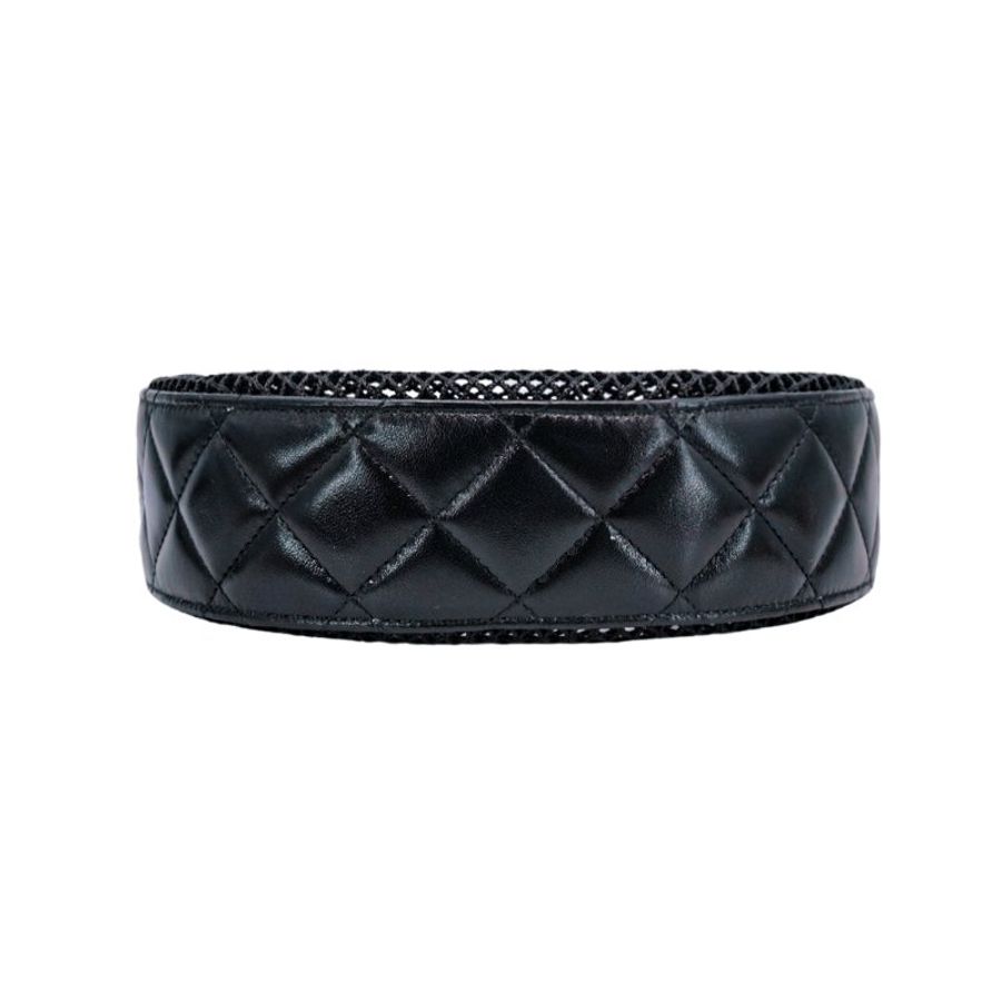 Chanel 展示品 羊皮拚黑網金釦二用包(AP4573-黑)-3