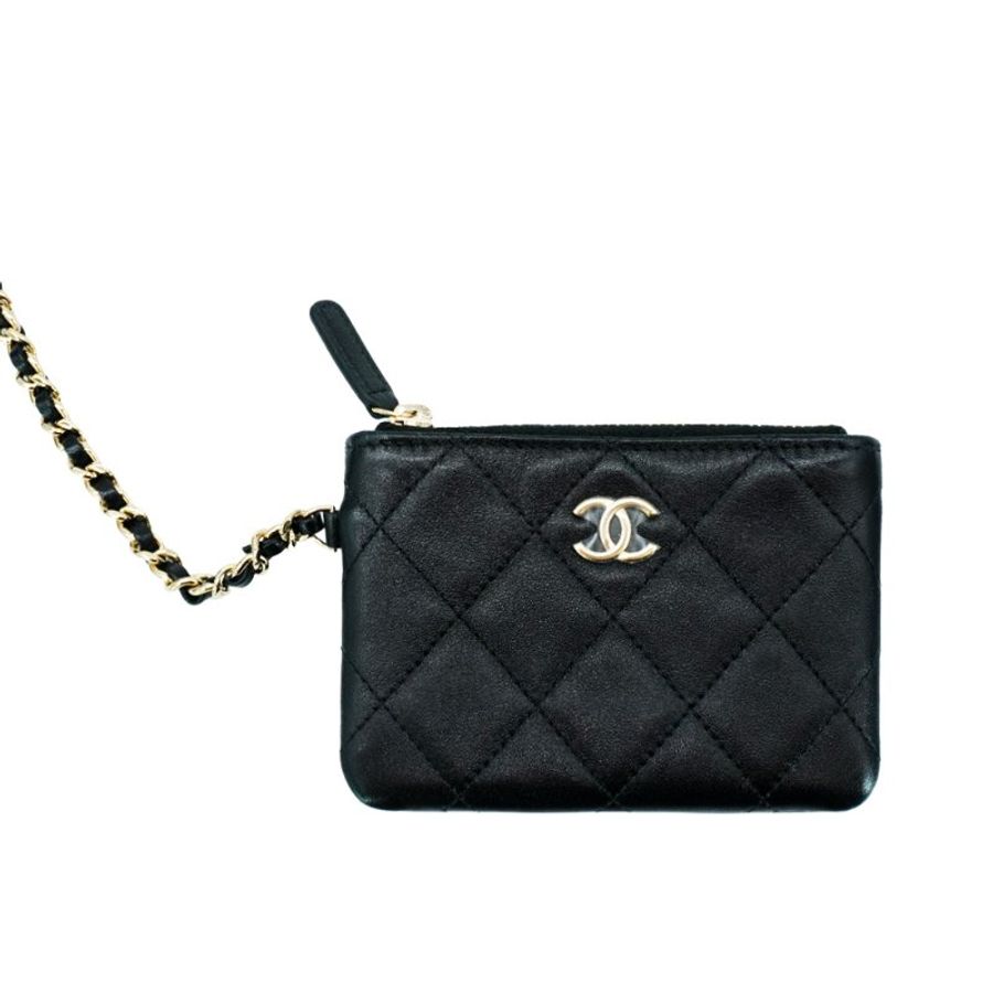 Chanel 展示品 羊皮拚黑網金釦二用包(AP4573-黑)-5