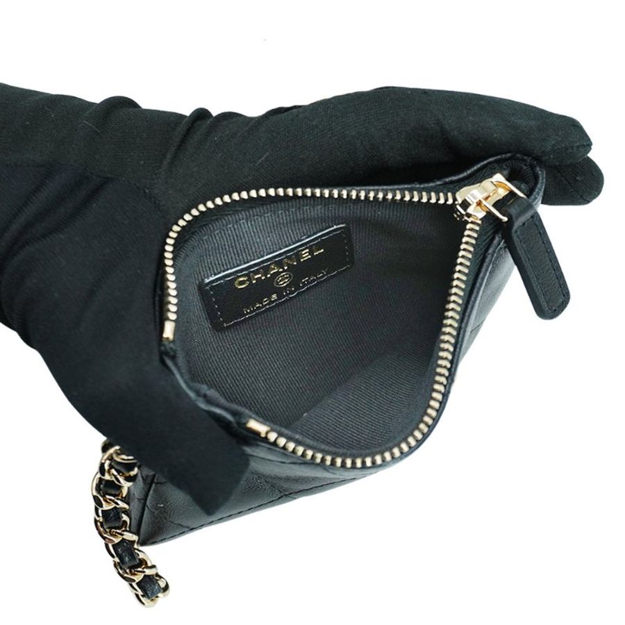 Chanel 展示品 羊皮拚黑網金釦二用包(AP4573-黑)-6
