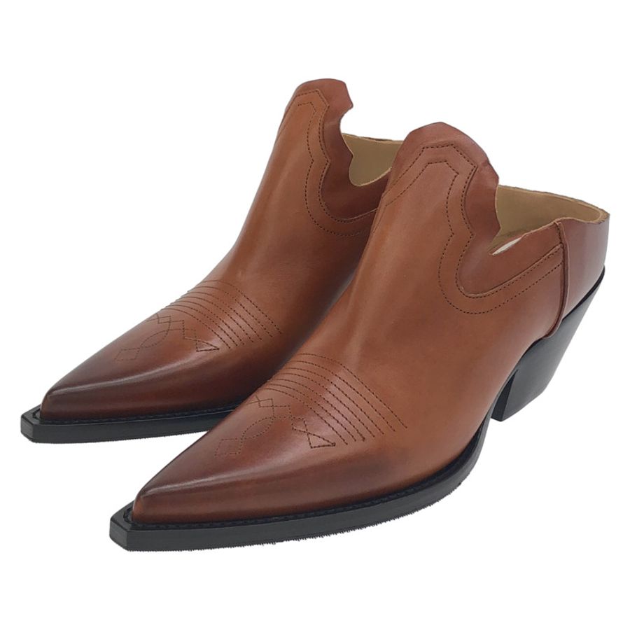 Maison Margiela 2018秋冬棕色皮革穆勒靴,39碼,二手,男女通用-0