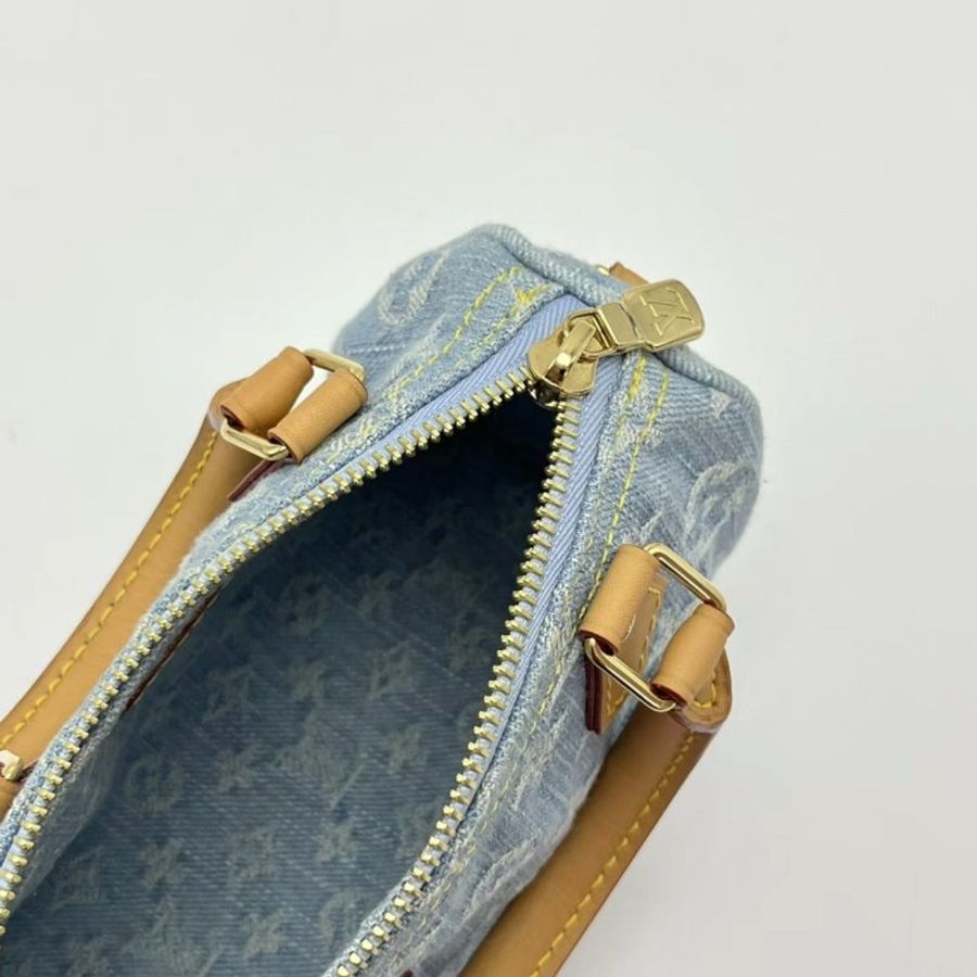 LV牛仔 speedy nano手提斜背包芯片款17*11*7.5 99新配件盒子塵袋購證-1