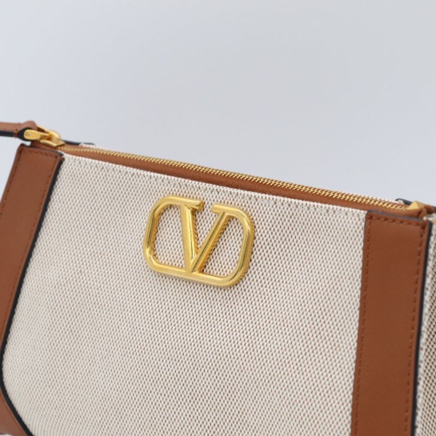 【🌟超🌟級🌟新🌟】VALENTINO 金屬 VLogo 中號 手繪約克夏 米色帆布 拉鍊手拿包-5