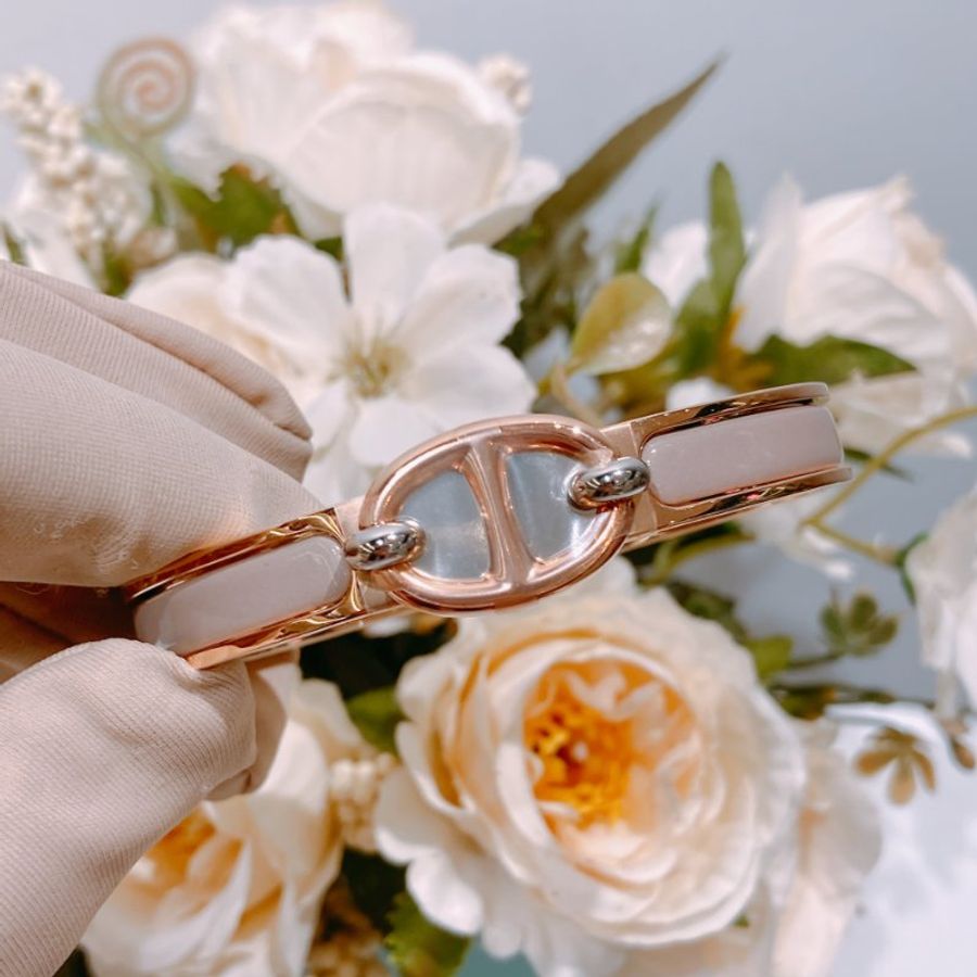 TW4474 Hermes 愛馬仕 豬鼻手鐲 奶茶色玫瑰金Mini Clic Chaine D'Ancre Bracelet Pm Size Marron Glace x RGHW-2