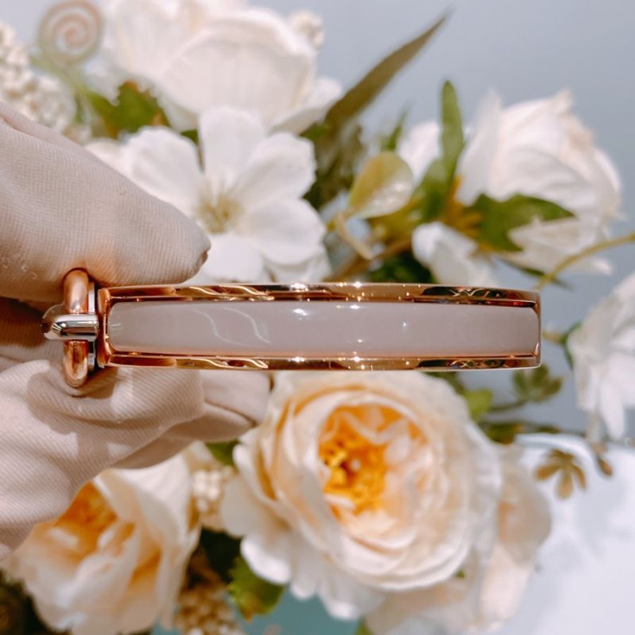 TW4474 Hermes 愛馬仕 豬鼻手鐲 奶茶色玫瑰金Mini Clic Chaine D'Ancre Bracelet Pm Size Marron Glace x RGHW-3
