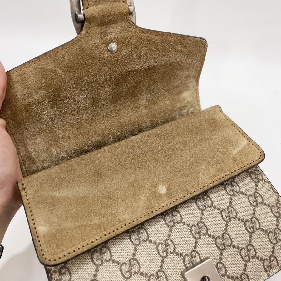 Gucci PVC拼麂皮霧銀釦Dionysns Mini下蓋肩斜酒神包 421970-11