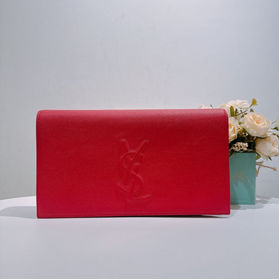 TW4475	Saint Laurent 聖羅蘭 桃紅色 手拎包Leather Clutch Bag Rose Red-0