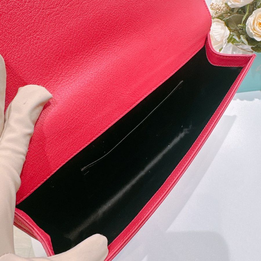 TW4475	Saint Laurent 聖羅蘭 桃紅色 手拎包Leather Clutch Bag Rose Red-12