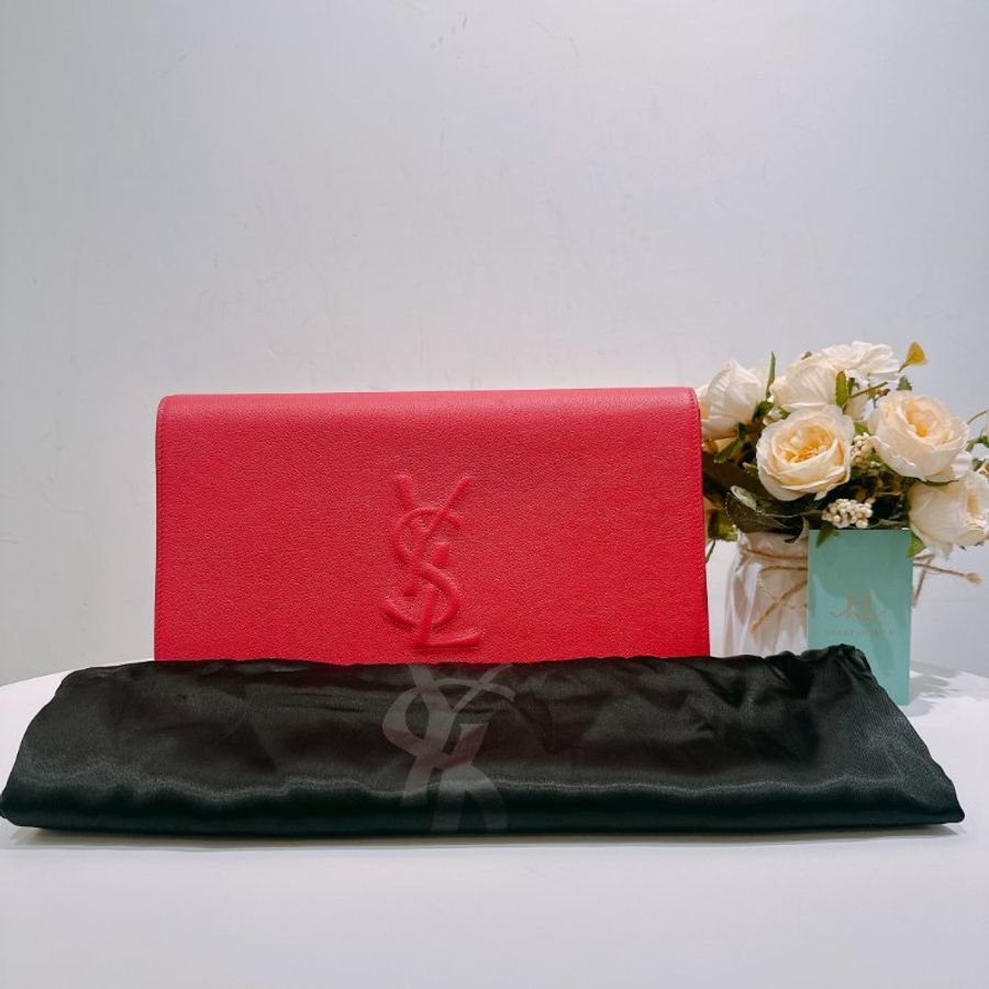TW4475	Saint Laurent 聖羅蘭 桃紅色 手拎包Leather Clutch Bag Rose Red-13