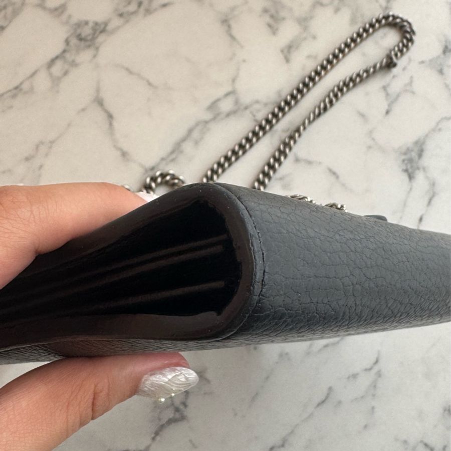 Gucci黑色銀logo三層釦式酒神woc-10