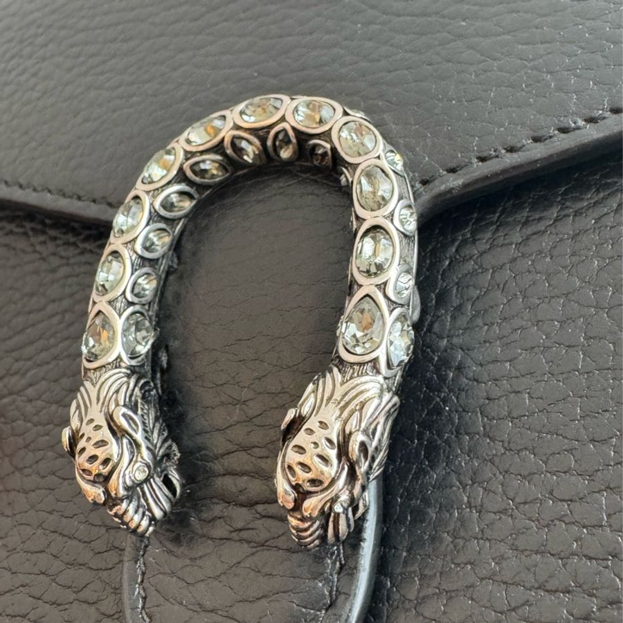 Gucci黑色銀logo三層釦式酒神woc-16
