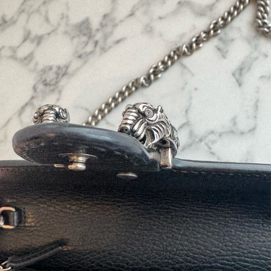 Gucci黑色銀logo三層釦式酒神woc-24
