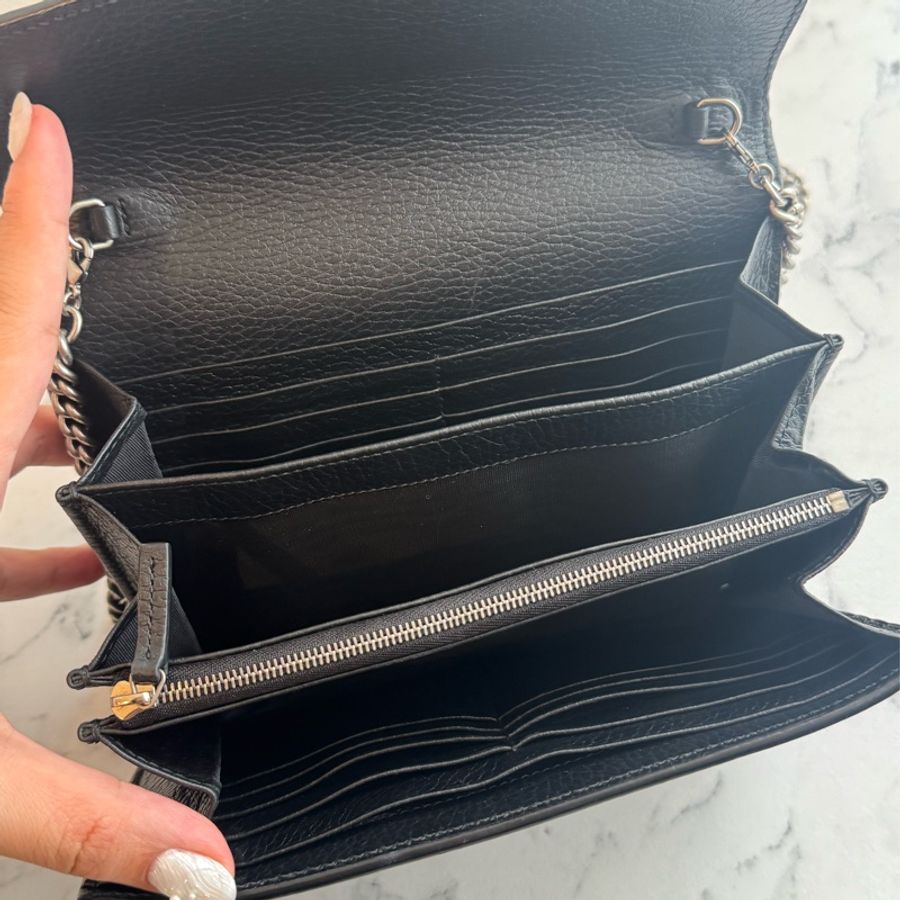 Gucci黑色銀logo三層釦式酒神woc-28