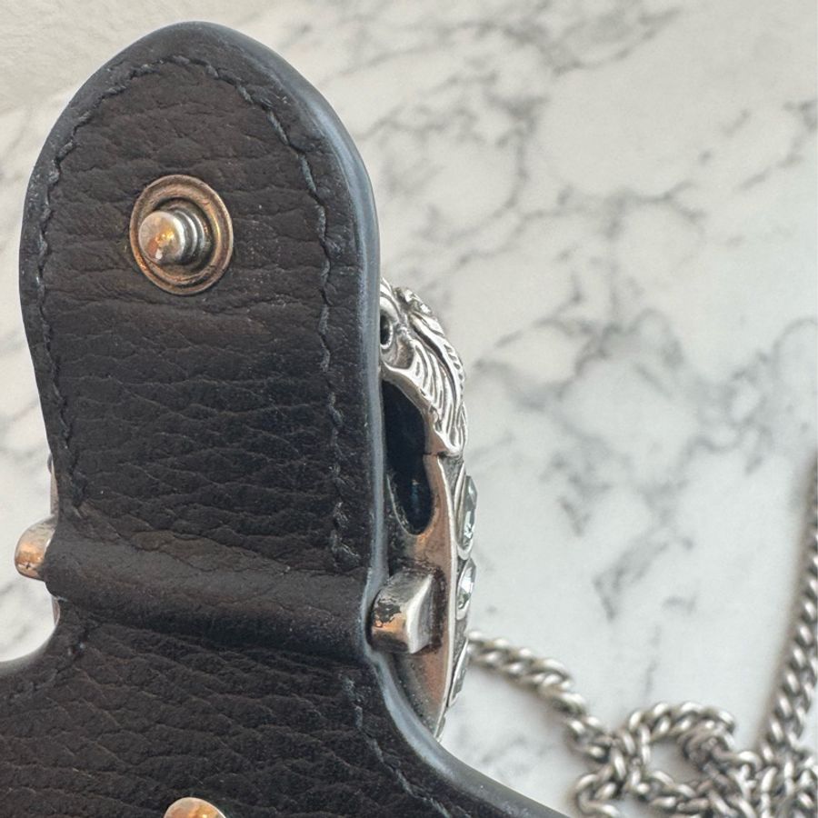 Gucci黑色銀logo三層釦式酒神woc-41