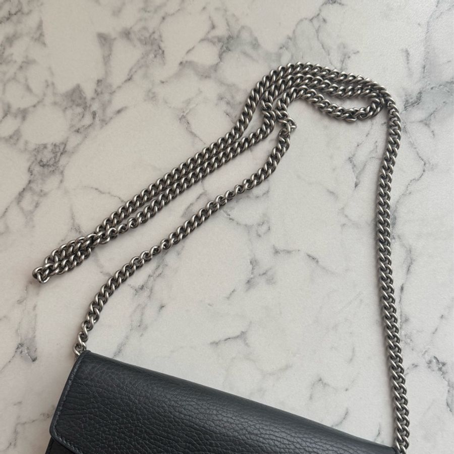 Gucci黑色銀logo三層釦式酒神woc-43