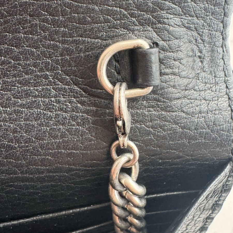 Gucci黑色銀logo三層釦式酒神woc-47