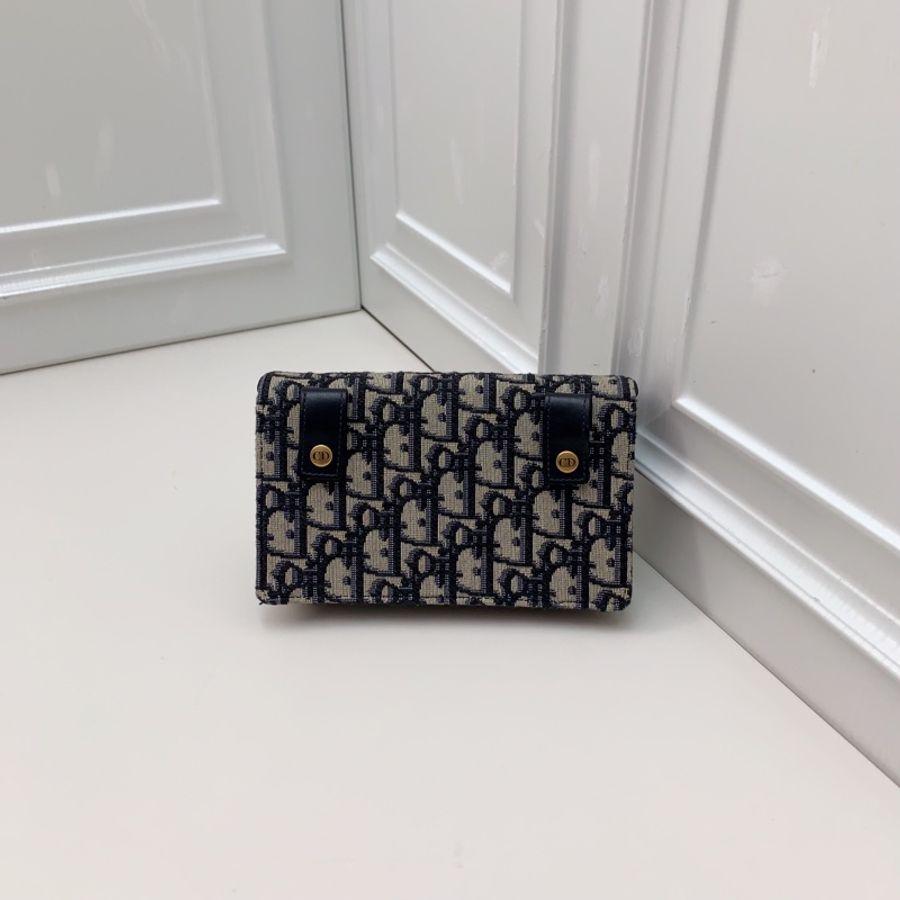 98新Dior迪奧 老花藍色刺繡馬鞍包單肩腰包 -2