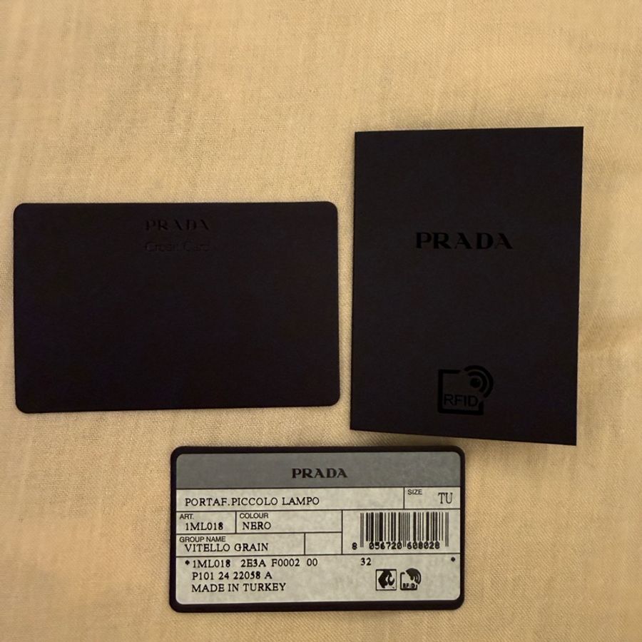 【PRADA 】1ML018 黑色 Vitello Grain 雙開拉鍊短夾|全新|附完整包裝保卡-6
