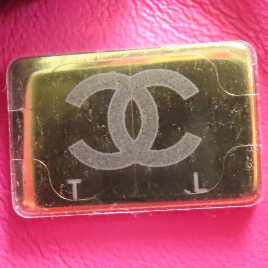 粉紅菱格紋皮革迷你單肩鏈包肩背【CHANEL 香奈兒】 A35200-9