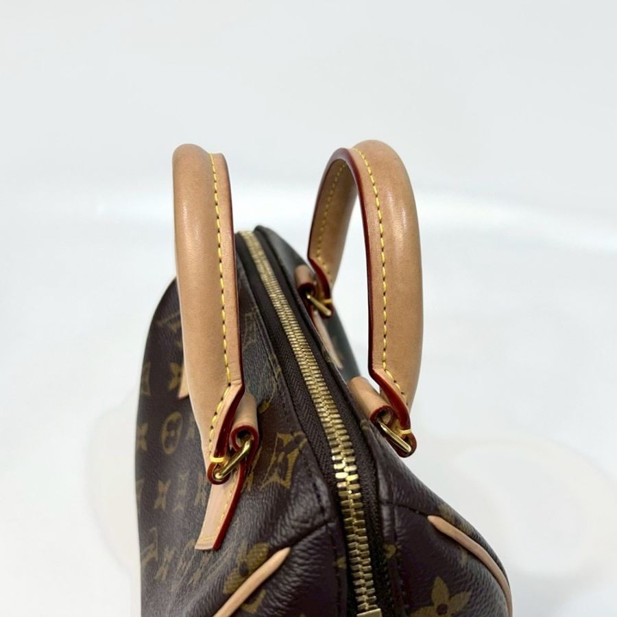LV原花奶茶寬背帶紅內Speedy20波士頓包M46222-7