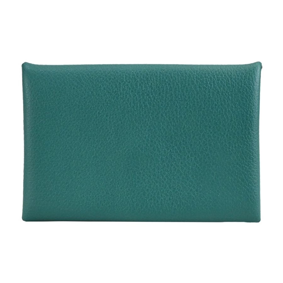 ［全新商品］Hermes Calvi 卡片包 Z6孔雀綠拼3P馬卡龍藍-8