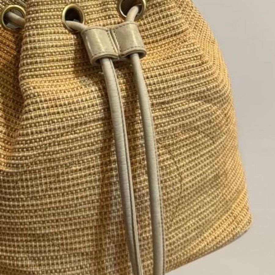 chanel 香奈兒 Vintage Raffia 拉菲草 編織 子母包 水桶包 肩背包 斜背包 側背包 手提包-7