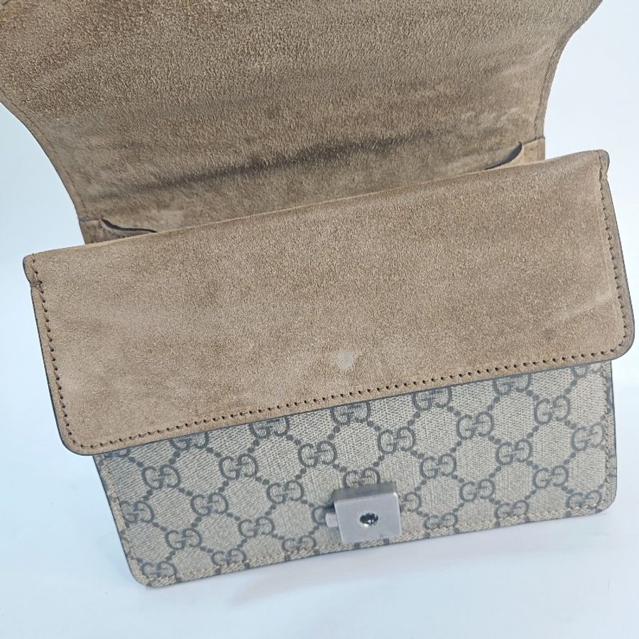 Gucci pvc拼麂皮霧銀釦mini酒神-7