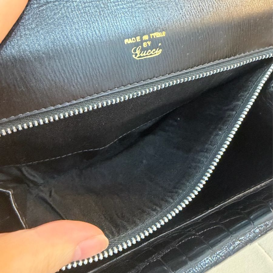 Gucci 鱷魚壓紋青金石腋下包 中古稀有-18