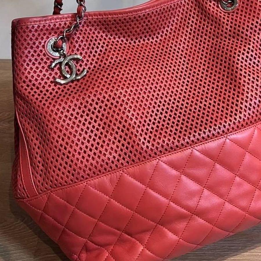 chanel 香奈兒 紅色 鍊條包 肩背包 手提包 肩背包 側背包 斜背包 帶鍊包-26