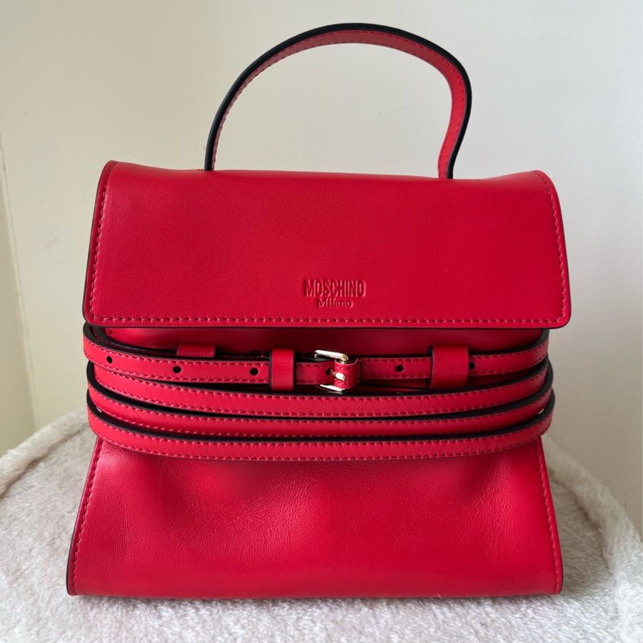 Moschino Tie me bag 肩背手提兩用包(絕美紅)-10
