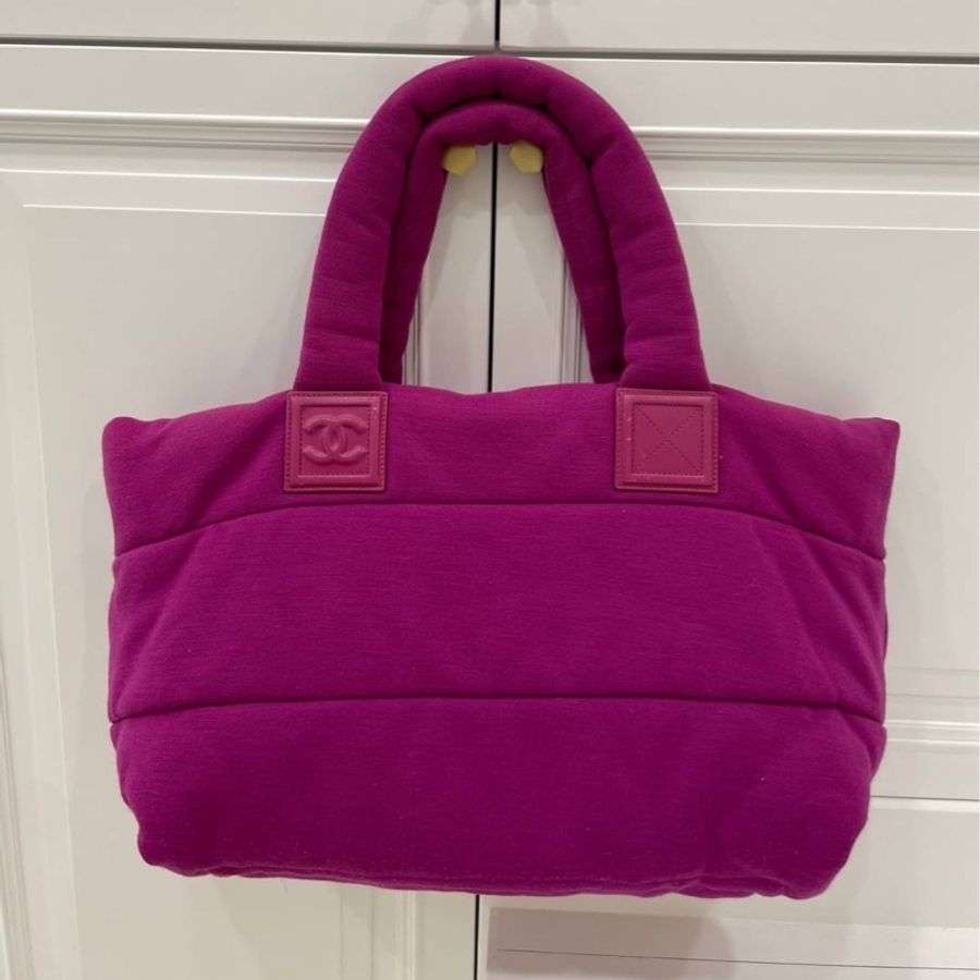 CHANEL 香奈兒 菱格 牛皮 皮革 帆布 Shoulder Bag 银扣 肩背包 空氣包 手提包 黑色/紫色-2