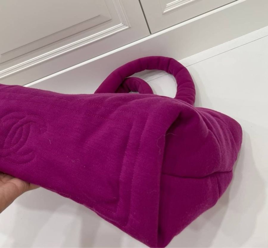 CHANEL 香奈兒 菱格 牛皮 皮革 帆布 Shoulder Bag 银扣 肩背包 空氣包 手提包 黑色/紫色-12