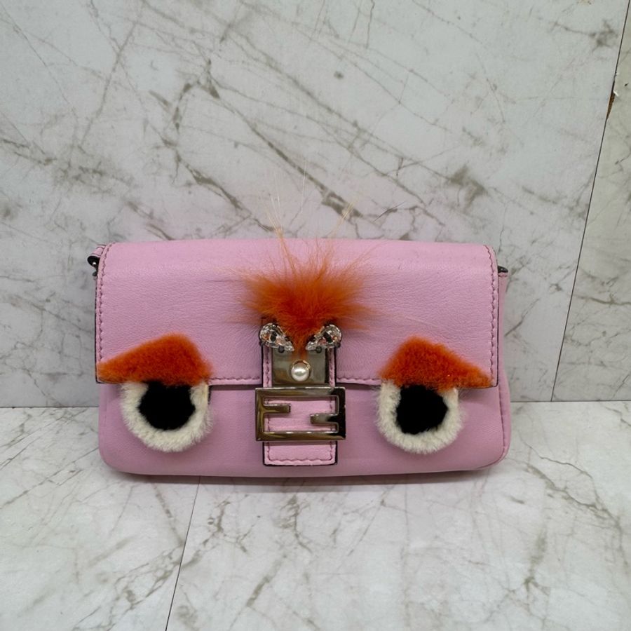 FENDI MICRO BAGUETTE鏈帶手提肩背包/粉-0