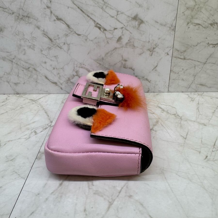 FENDI MICRO BAGUETTE鏈帶手提肩背包/粉-3