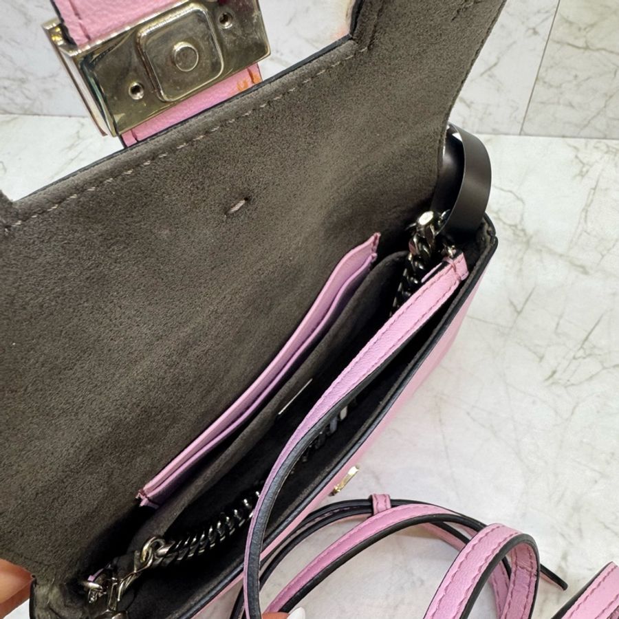 FENDI MICRO BAGUETTE鏈帶手提肩背包/粉-5