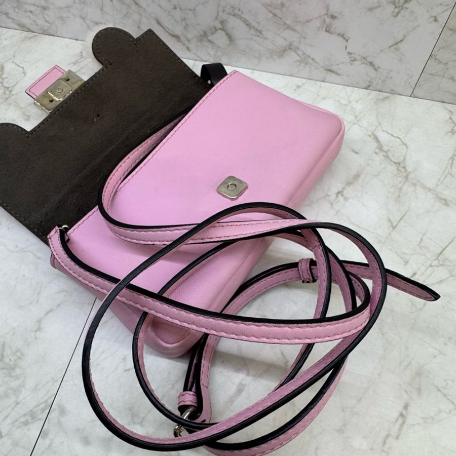 FENDI MICRO BAGUETTE鏈帶手提肩背包/粉-6