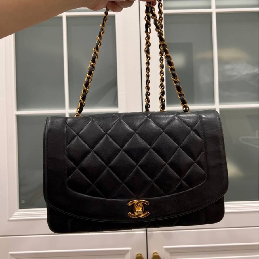 Chanel 香奈兒 Dianna Bag 25 黛妃包 戴妃包 羊皮 黑金 老香 vintage 斜背包 肩背包 側背包 手提-1