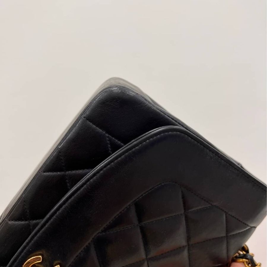 Chanel 香奈兒 Dianna Bag 25 黛妃包 戴妃包 羊皮 黑金 老香 vintage 斜背包 肩背包 側背包 手提-7
