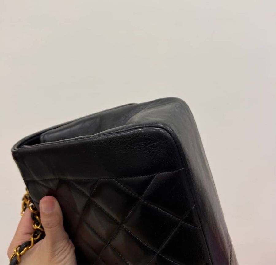 Chanel 香奈兒 Dianna Bag 25 黛妃包 戴妃包 羊皮 黑金 老香 vintage 斜背包 肩背包 側背包 手提-9