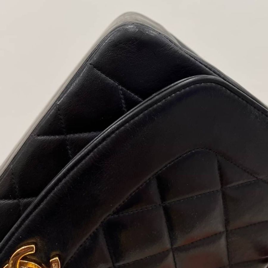 Chanel 香奈兒 Dianna Bag 25 黛妃包 戴妃包 羊皮 黑金 老香 vintage 斜背包 肩背包 側背包 手提-23